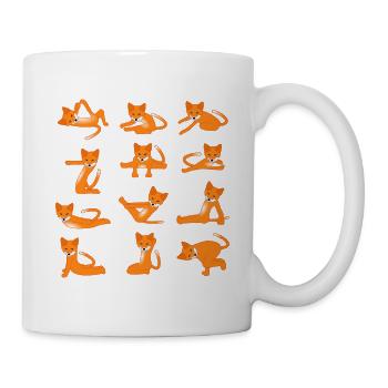 Foxes doing yoga - Mug - white - Right
