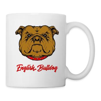 Englische Bulldogge - Tasse - Weiß - Rechts
