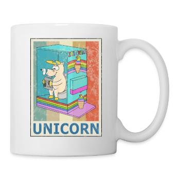 Einhorn Vintage Retro Style Grunge Einhörner - Tasse - Weiß - Rechts