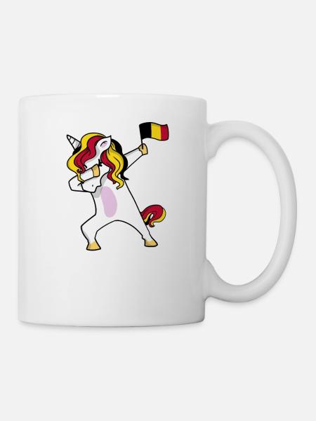 Belgique Unicorn Belgique Dab Unicorn Football Cadeau - Mug blanc - blanc