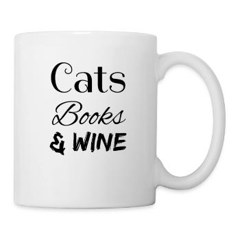 cats, Books and Wine - Cat Lovers Wine Read - Mug - white - Right