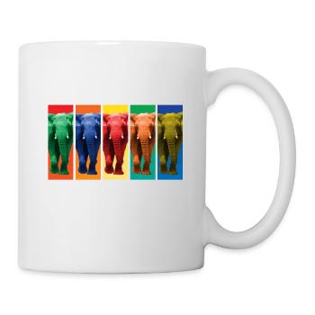 Elefanten - Pop Art - Tasse - Weiß - Rechts