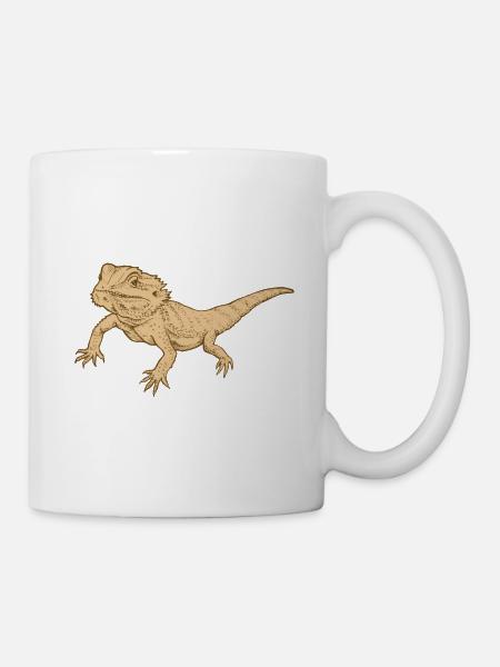 Bartagame Reptil Echse Gecko Futter Grillen - Tasse - Weiß