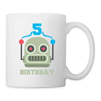 Fête d'anniversaire des enfants 5 anniversaire robot - Mug blanc - blanc - Droite