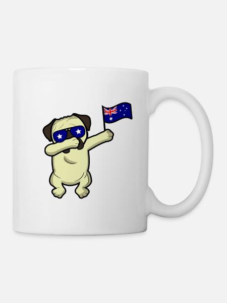 Australien Dabbing Hund Mops Geschenk Weltmeister - Tasse - Weiß