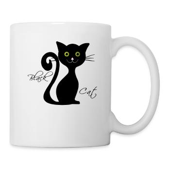 Schwarze Katze - Tasse - Weiß - Rechts