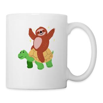 Funny turtle and sloth - Lazy Slowly - Mug - white - Right