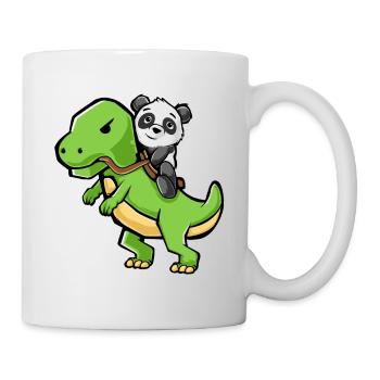 Panda, équitation, a, t-rex, dinosaure, -, rigolote, dinosaure - Mug blanc - blanc - Droite