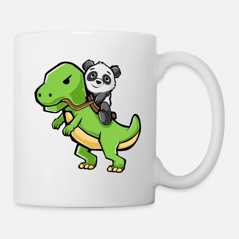 Panda, équitation, a, t-rex, dinosaure, -, rigolote, dinosaure - Mug blanc - blanc
