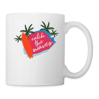 Sommer Spruch Strand Surfen - Tasse - Weiß - Rechts