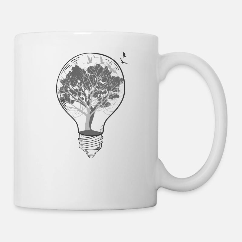 Glühbirne Bäume Schwarz Weiß - Tasse - Weiß
