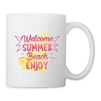 Welcome Summer Beach Gift Shirt - Mug - white - Right