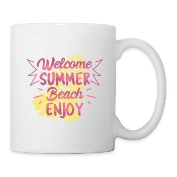 Willkommen Sommer Strand - Tasse - Weiß - Rechts
