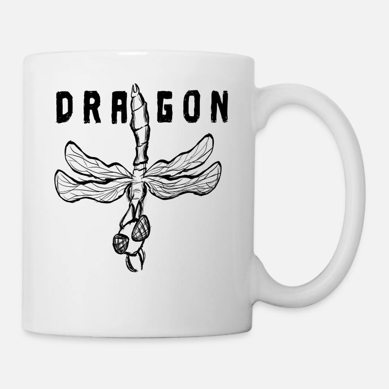 Libelle Insekt mit Dragon Aufschrift - Tasse - Weiß