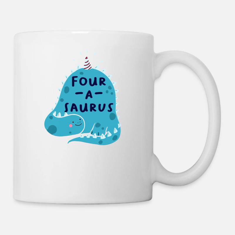 4. Geburtstag Birthday Boy Dinosaurier Vier - Tasse - Weiß
