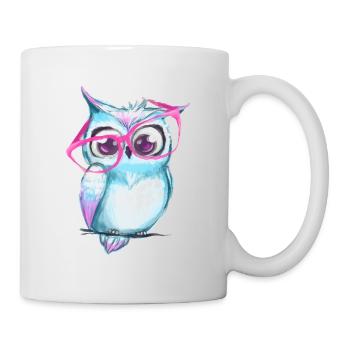 Cute owl with glasses - Mug - white - Right