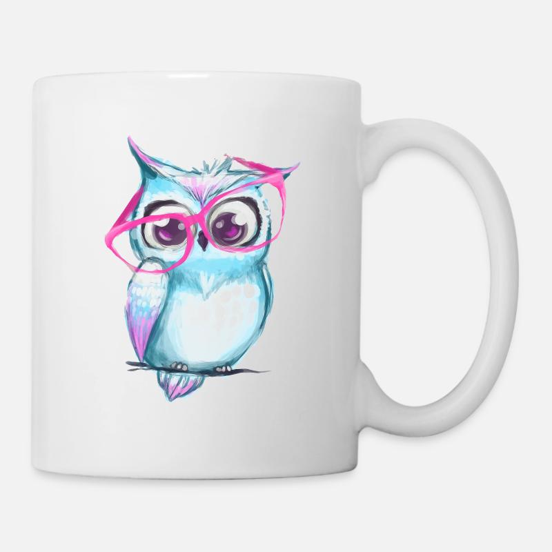 Hibou mignon avec des lunettes - Mug blanc - blanc