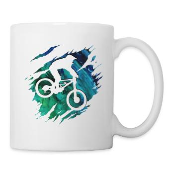 Mountainbike - Mountainbiker Downhill Geschenk - Tasse - Weiß - Rechts
