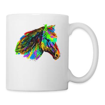 Buntes Pferd - Tasse - Weiß - Rechts