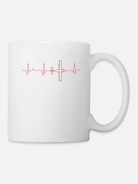 Battement cardiaque d'avion ECG - Mug blanc - blanc