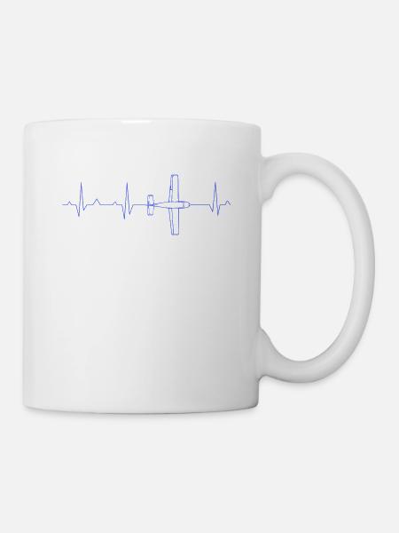 Battement cardiaque d'avion ECG - Mug blanc - blanc