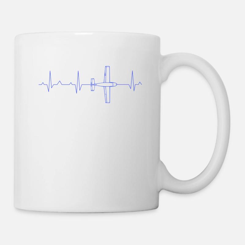 Battement cardiaque d'avion ECG - Mug blanc - blanc