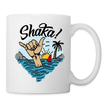 Shaka surfer greeting Hawaii - Mug - white - Right