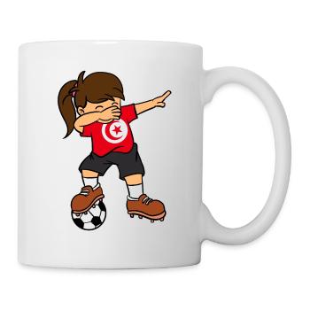 Tunesien-Fußball, der Mädchen-tunesischen Fußball abtupft - Tasse - Weiß - Rechts
