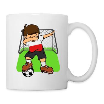 Polen-Fußball-Ball, der Kinderpolen-Fußball abtupft - Tasse - Weiß - Rechts