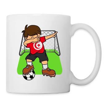 Tunesien-Fußball, der Kind-tunesischen Fußball abtupft - Tasse - Weiß - Rechts