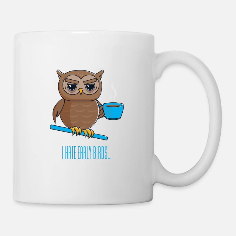 Nachteule mit Kaffee - Tasse - Weiß