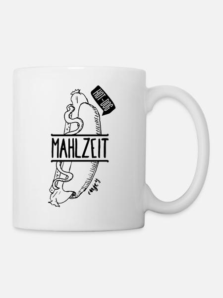 Hot Dog Design - Handgezeichnet von Karen Linares - Tasse - Weiß
