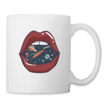 Kissing mouth in space - Mug - white - Right