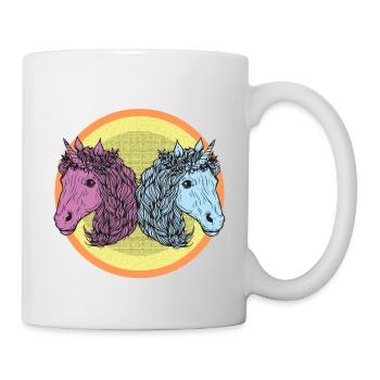 Rosa Blaues Einhorn - Tasse - Weiß - Rechts
