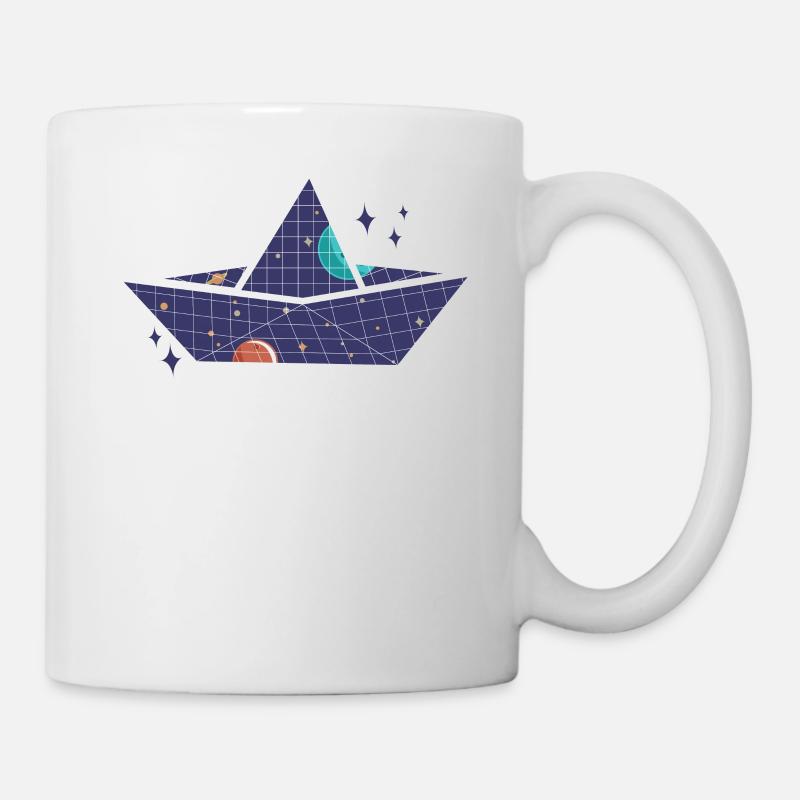 Weltraum Papierschiff - Tasse - Weiß