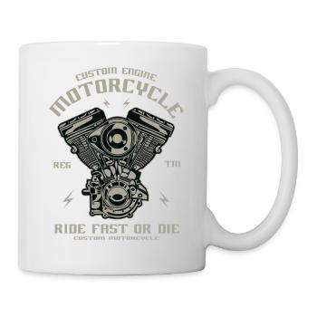 Motorrad Motor Umbau Chopper Custom Engine - Tasse - Weiß - Rechts
