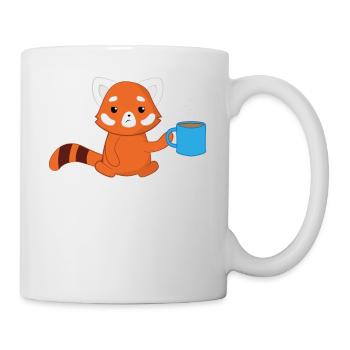 Red Panda - cat bear - coffee - morning muffle - Mug - white - Right