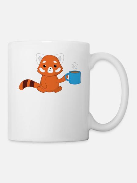 Roter Panda - Katzenbär - Kaffee - Morgenmuffel - Tasse - Weiß