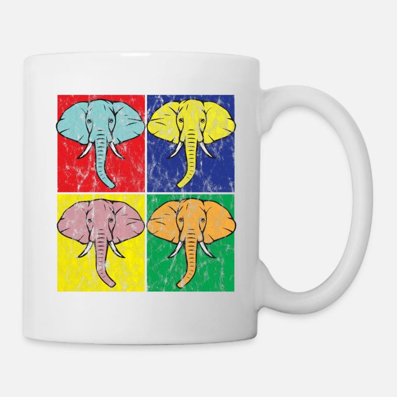 Elefant Pop Art - Tasse - Weiß