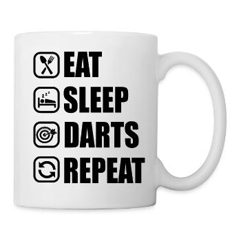 essen schlafen Darts Bullseye T-shirt darten - Tasse - Weiß - Rechts