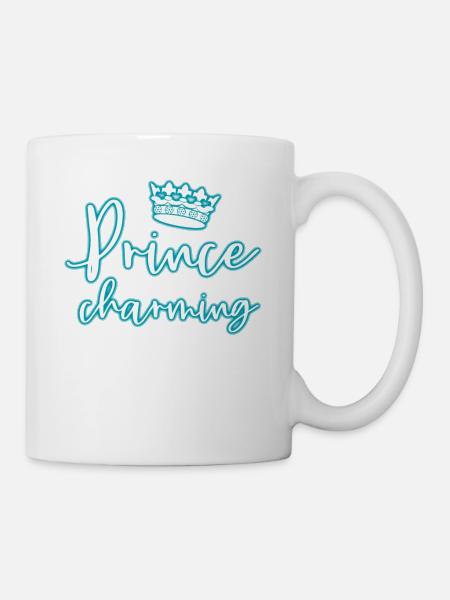 Glow Prince T-Shirt mit Glühen Krone Neon - Tasse - Weiß