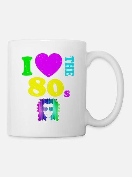 Ich liebe die 80er Jahre T-Shirt Neon Punk Rocker Glowing - Tasse - Weiß