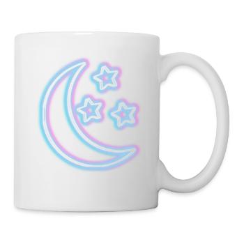 Neon Glow Moon T-Shirt Half Moon Glowing Effect - Mug - white - Right