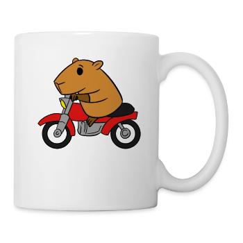 Capybara Riding Motorcycle T-Shirt Funny Rodent - Mug - white - Right