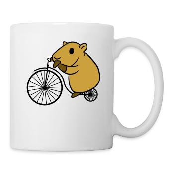Capybara, das Retro- Fahrrad mit großem Rad fährt - Tasse - Weiß - Rechts