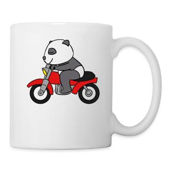Panda-Reitmotorrad-T-Shirt Lustiges Sichuan - Tasse - Weiß - Rechts