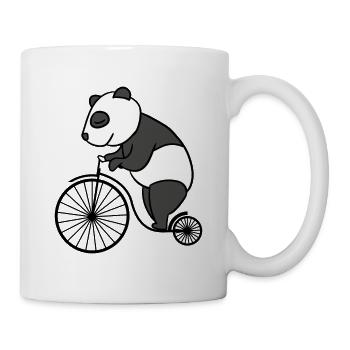 Panda Riding Retro Bicycle With Big Wheel Panda - Mug - white - Right