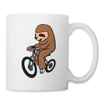 T-shirt de vélo d'équitation paresseux Cycliste de mammifère drôle - Mug blanc - blanc - Droite