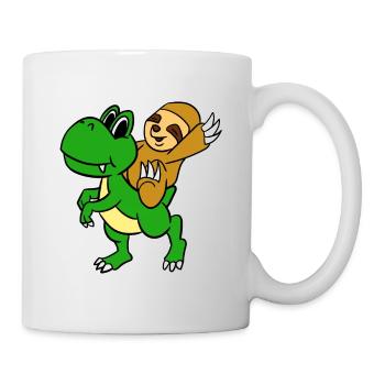 Sloth Riding T-Rex T-Shirt Funny Cute Sloth - Mug - white - Right