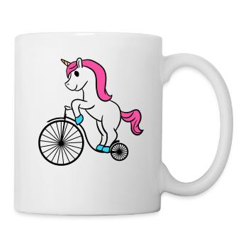 Unicorn Riding Retro Bicycle Funny Magical Unicorn - Mug - white - Right